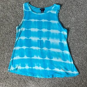 Rue21 Aqua and White Tie-Dye Tank Top